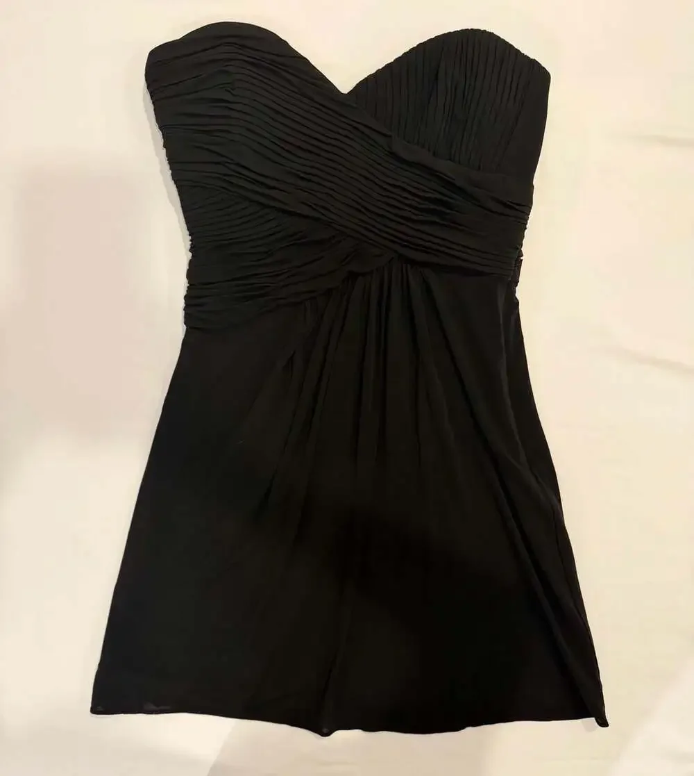 BCBGMAXAZRIA Strapless Dress Size 2 Black Ruched Sweetheart